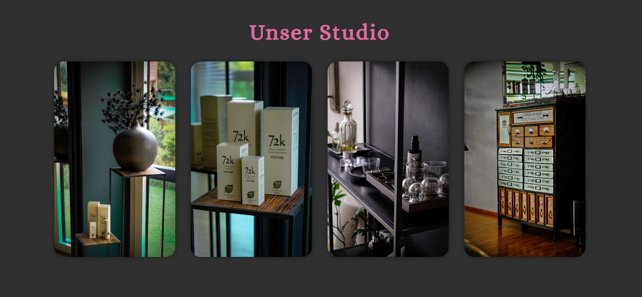 Screenshot der Beauty Team Webseite - Studio